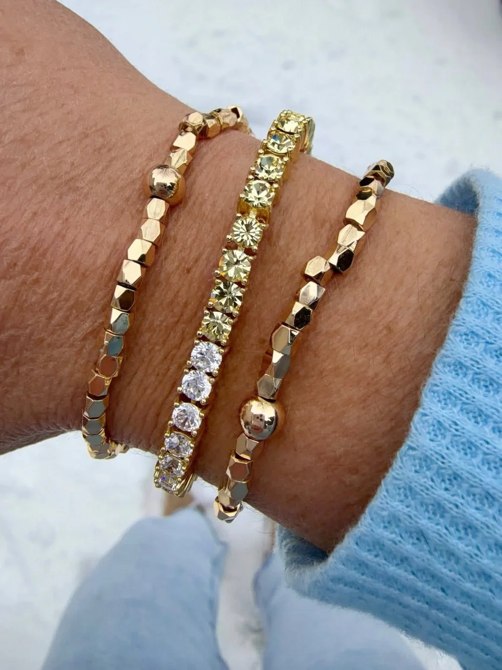 Park Lane BUTTERCUP Impression Tennis Bracelet, Yellow/Clear CZs, 7”+2”, NWT